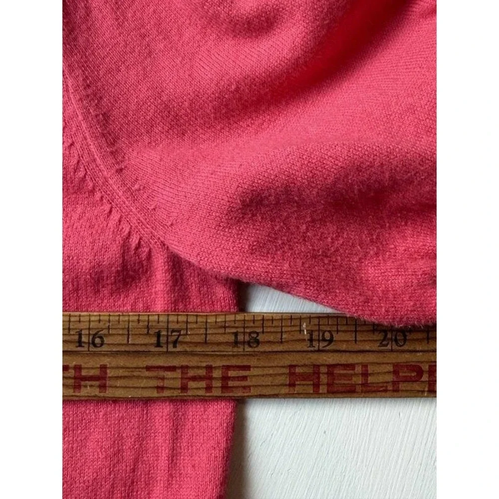J Crew Womens Coral Pink Short Puff Sleeve Cotton Sweater Floral Back Neck Tie M